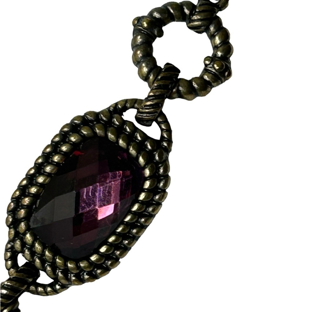 2028 Jewelry Red Purple Color Teardrop Pendant Rhinestone Necklace 18" - Picture 4 of 6